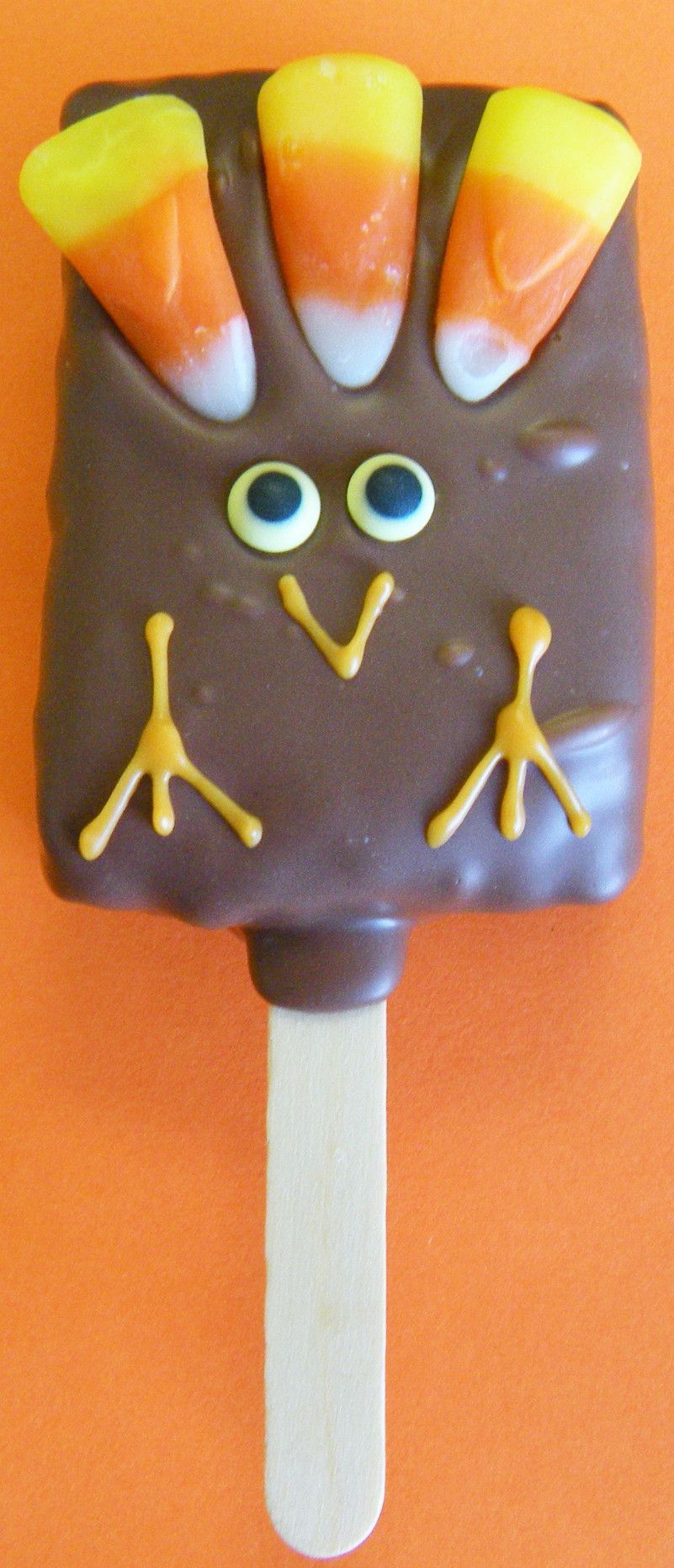 Chocolate Dipped Rice Krispies® Treat Turkey for Thanksgiving An ooey gooey Rice Krispy Treat on a stick. Our Rice Krispie®