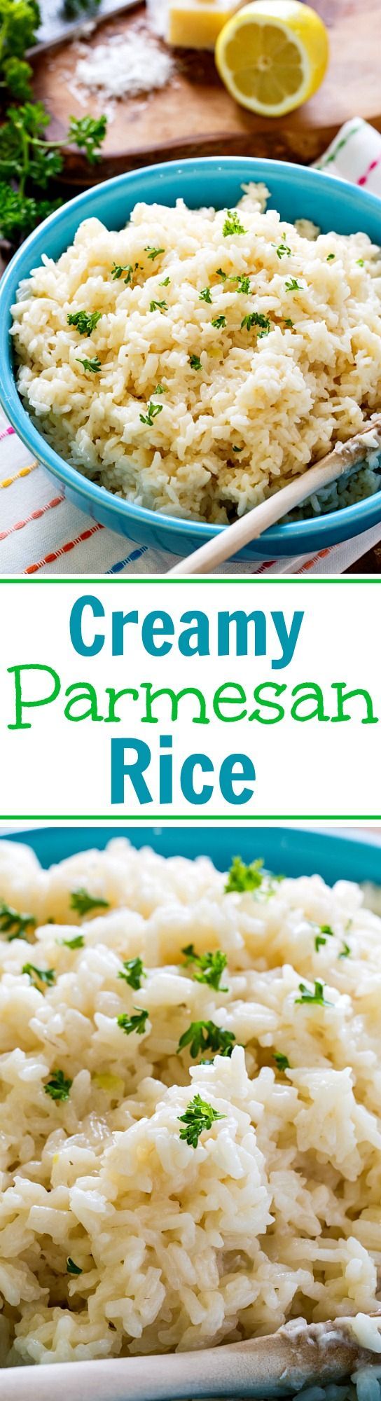 Creamy Parmesan Rice with lots of cheese and garlic flavor.