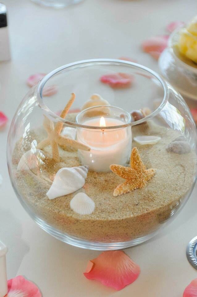 DIY beach themed center pieces