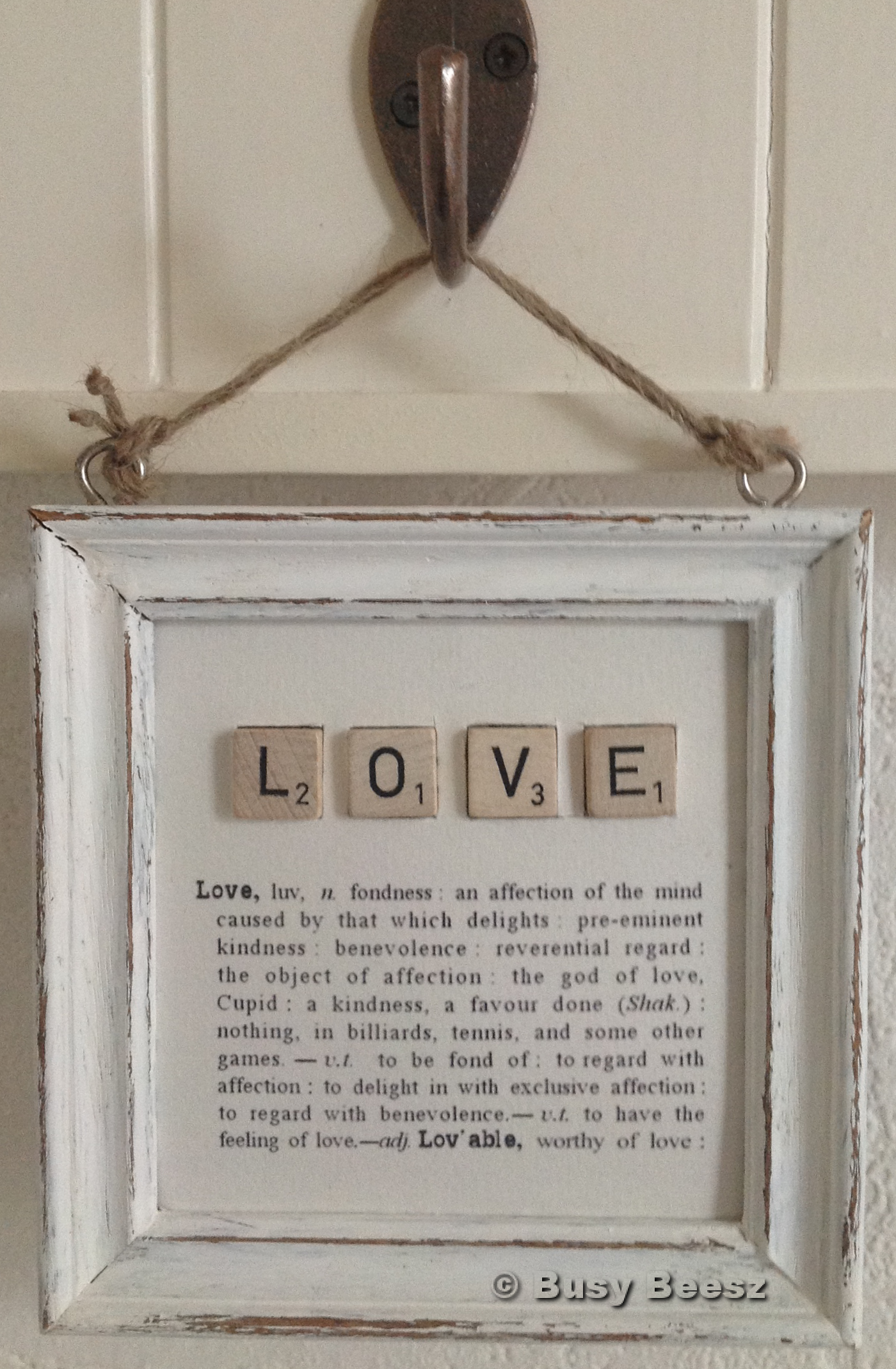 DIy Inspiration | Wall Art Love with scrabble letters and definition, could be done with so many words