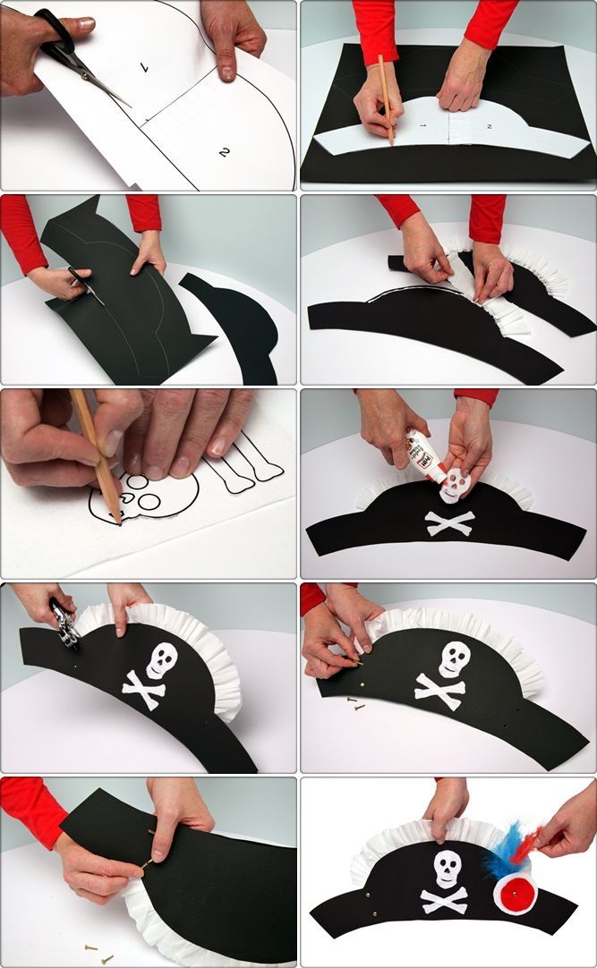 diy pirate hat crafts kids halloween costume tutorial paper
