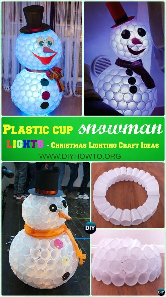 DIY Plastic Cup Snowman Lights Instruction -DIY #Christmas Lights Ideas Crafts