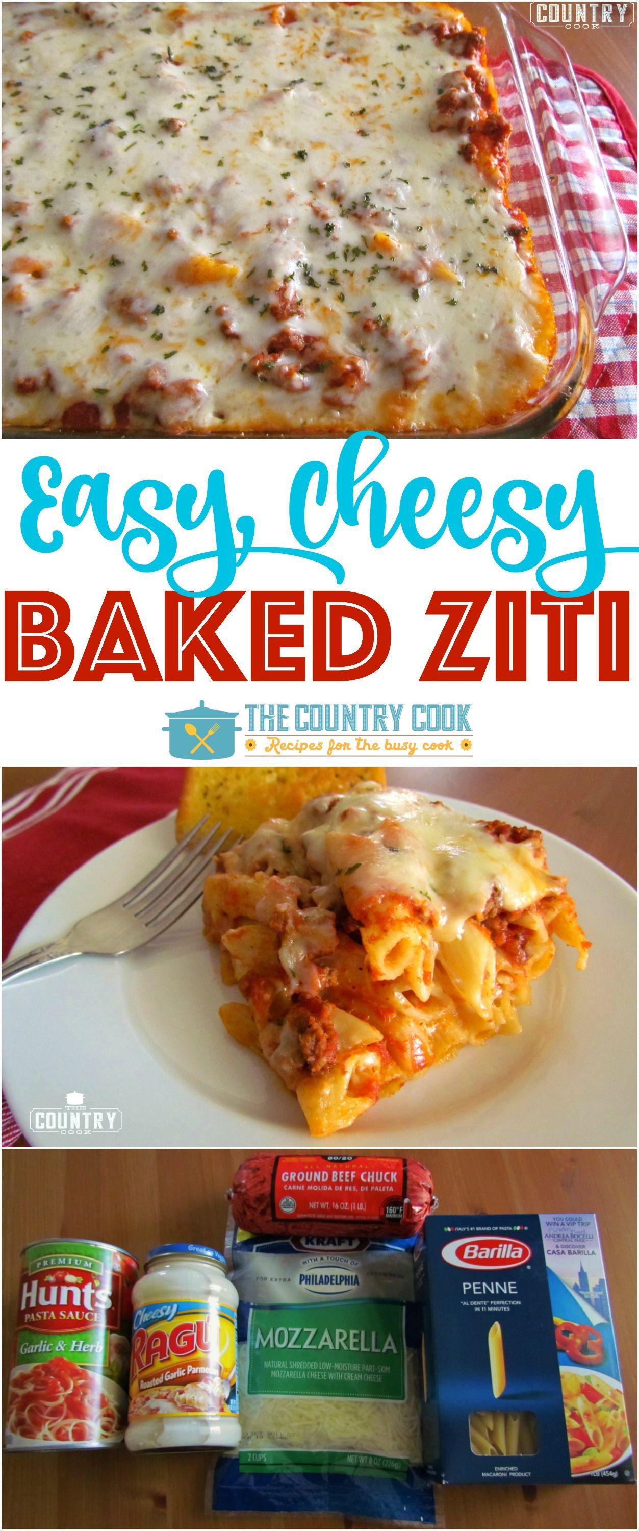 Easy Baked Ziti recipe from The Country Cook