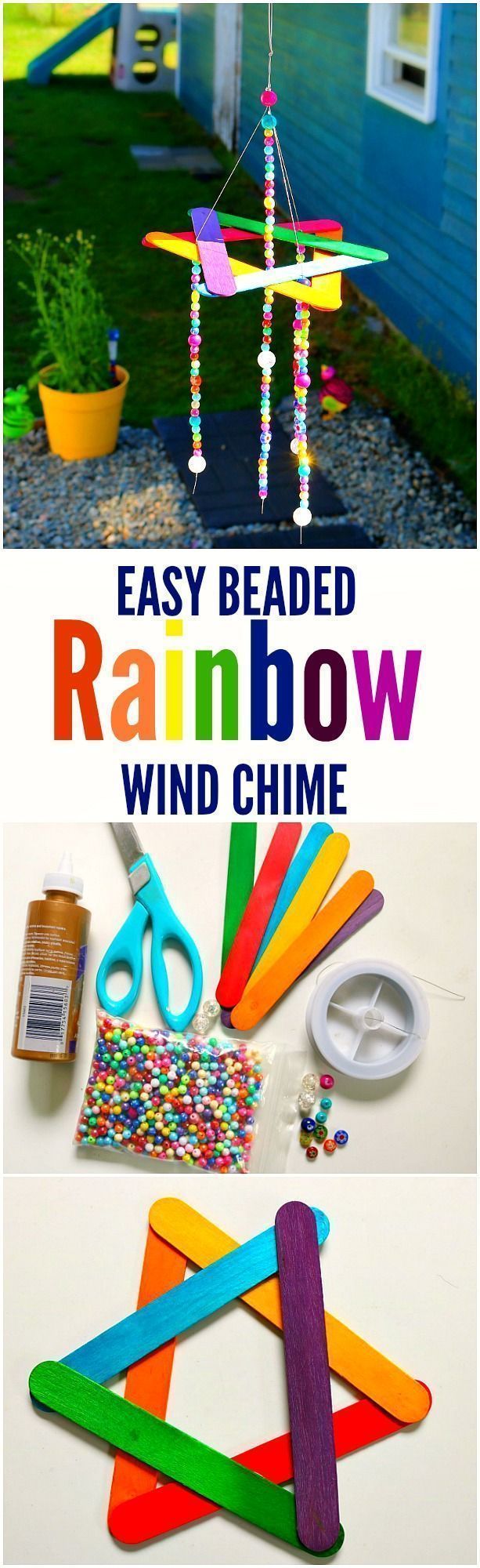 Easy Beaded Rainbow Wind Chime Kids Craft