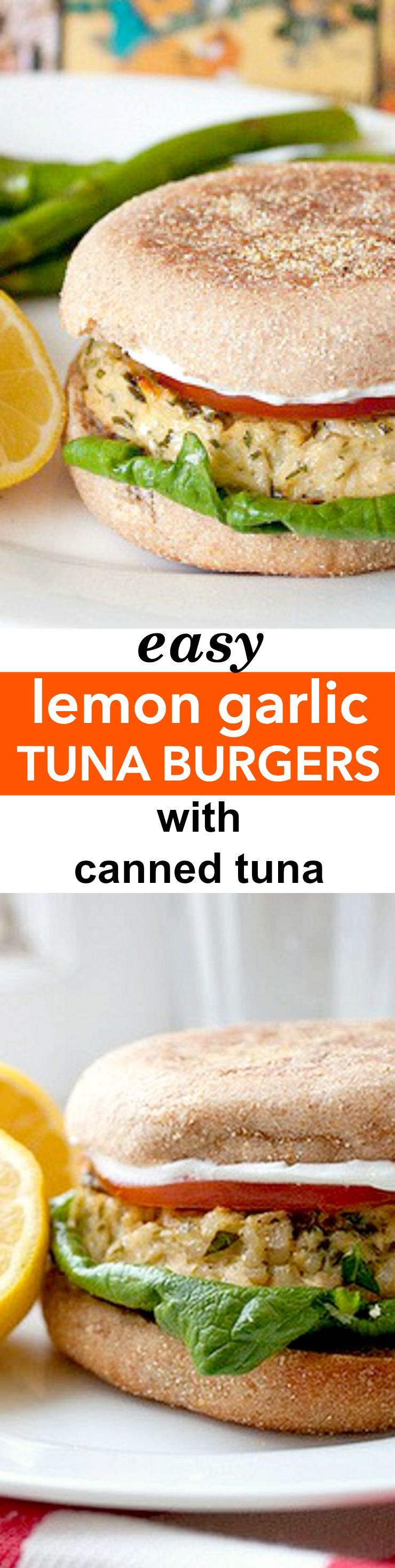 Easy Lemon Garlic Tuna Burgers Recipe – These are the best tuna burgers and they’re so easy! Made with canned tuna, they’re easy,