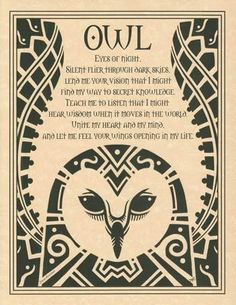 Embracing the wisdom of the spirit, the Owl Poster depicts a poetic prayer to the totem spirit of the owl, within the upswept
