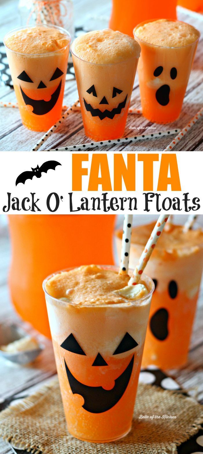 Fanta Jack O’ Lantern Floats – how fun are these for Halloween?!