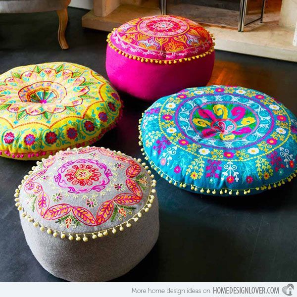 Felt Embroidered Gypsy Floor Cushions