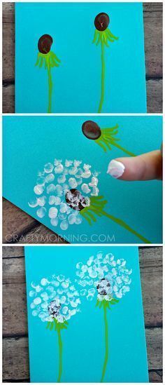 Fingerprint Dandelion Craft + Card Idea for Kids to Make! | http://CraftyMorning.com