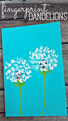 Fingerprint Dandelion Craft For Kids + Card Idea | CraftyMorning.com