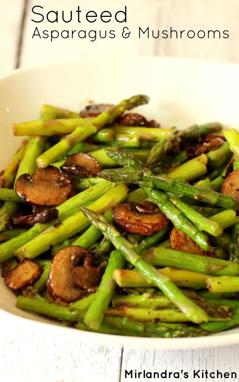 Five minute sautéed asparagus and mushrooms make an easy spring side dish. Simple enough for every day, fancy enough for a