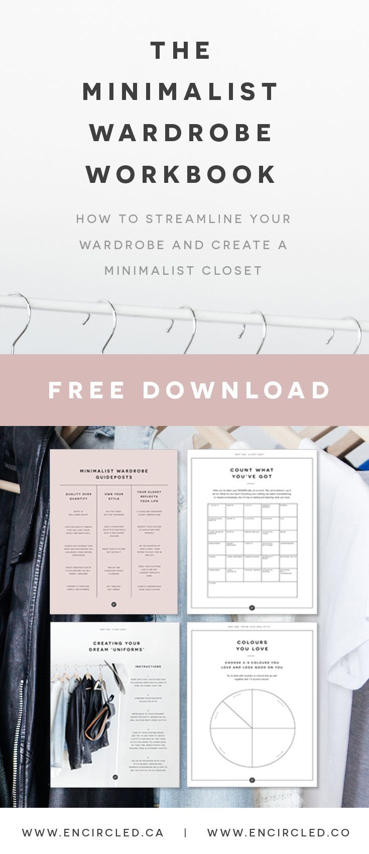 Free printable PDF minimalist wardrobe workbook. Create your dream capsule wardrobe!