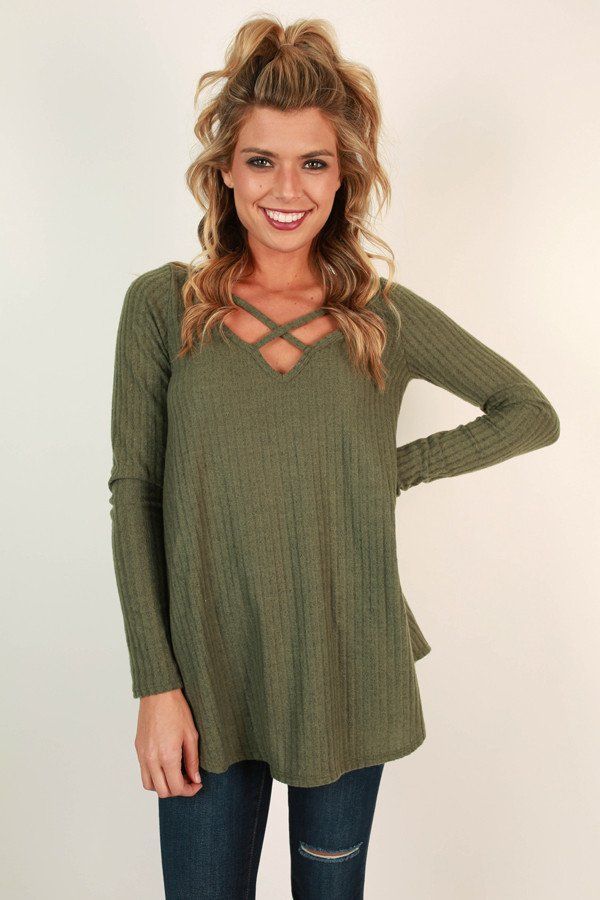 Hopeless Romantic Cut Out Sweater in Olive