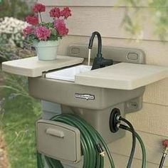 How cool is this?!? Outdoor sink. No extra plumbing required. great for the kids to wash hands outside. connects to any outside