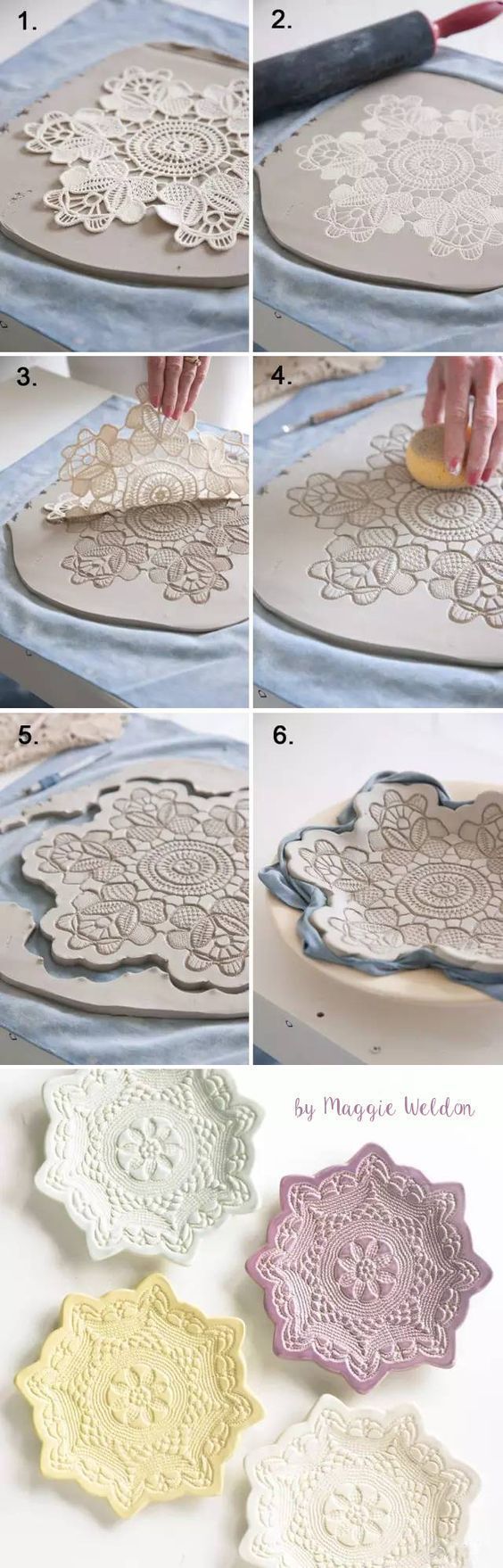 How To make doily Bowls out of clay -If you want to see other vintage doily crafts for kids and adults alike then click through to