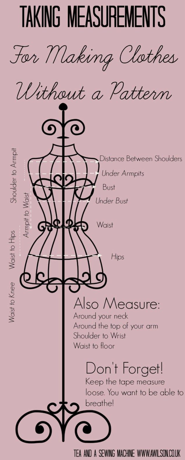 How to take measurements whether you make clothes from a pattern or from scratch Includes a useful infographic! Tea and a Sewing