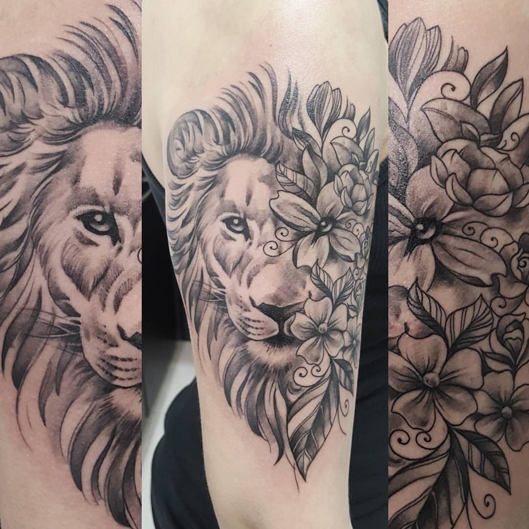 I like the idea of the flowers on half/part of the lion’s face, but not the style of this tattoo.