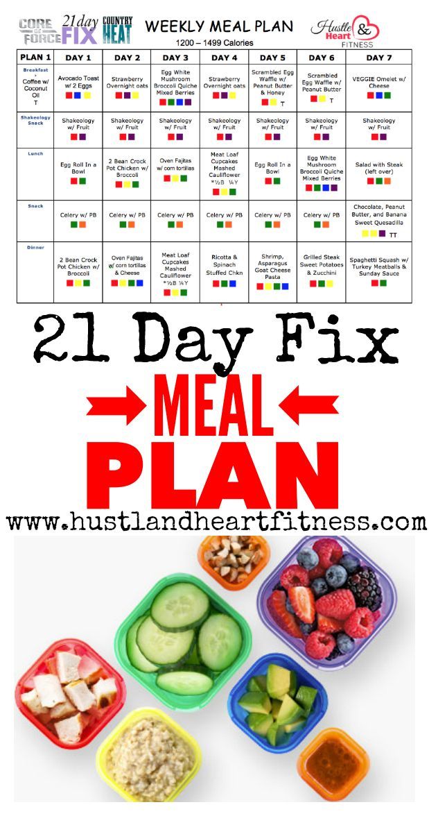 Meal Plan – 21 Day Fix, Core De Force, Hammer & Chisel… Color Counting Plan
