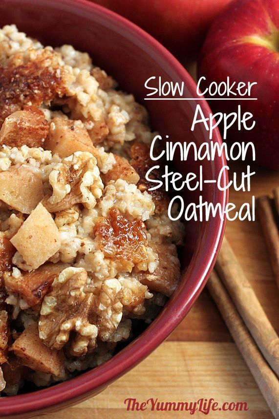 Overnight, Slow Cooker, Apple Cinnamon Steel-Cut Oatmeal. *I made this last nite- YUM!!!*