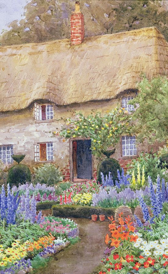 PAINTINGS OF COTTAGES images | Cottage Garden In Full Bloom Painting – A Cottage Garden In Full …