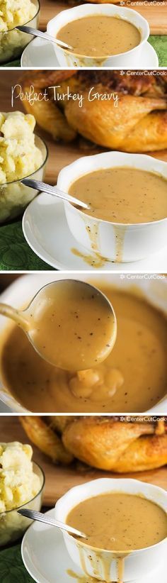 PERFECT TURKEY GRAVY Recipe with instructions to make it with or without drippings. Perfect for Thanksgiving!