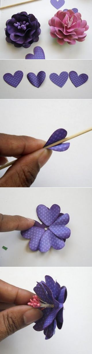photo demo: MK Paper flowers made from punched  hearts …