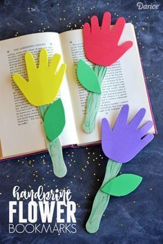 Preschool Crafts for Kids  Handprint Flower Bookmarks – Kid Craft for spring or summer