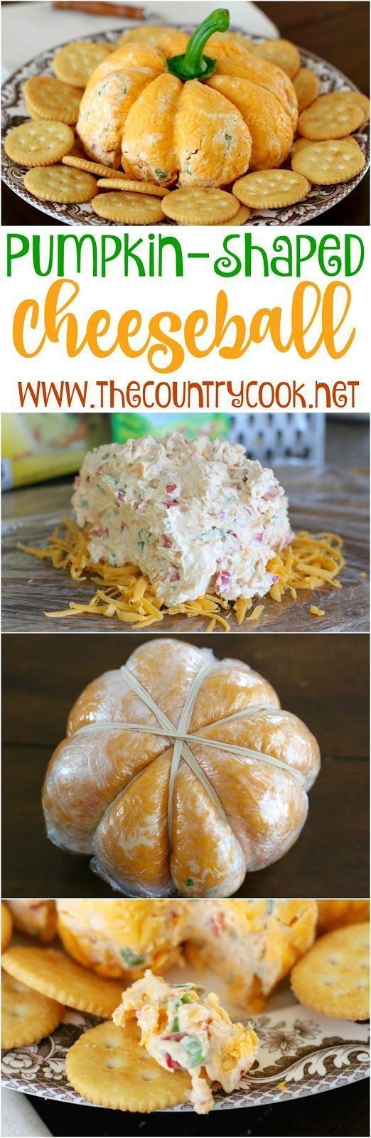 Pumpkin-Shaped Cheese Ball Thanksgiving Appetizer Recipe | The Country Cook – The BEST Classic, Improved and Traditional