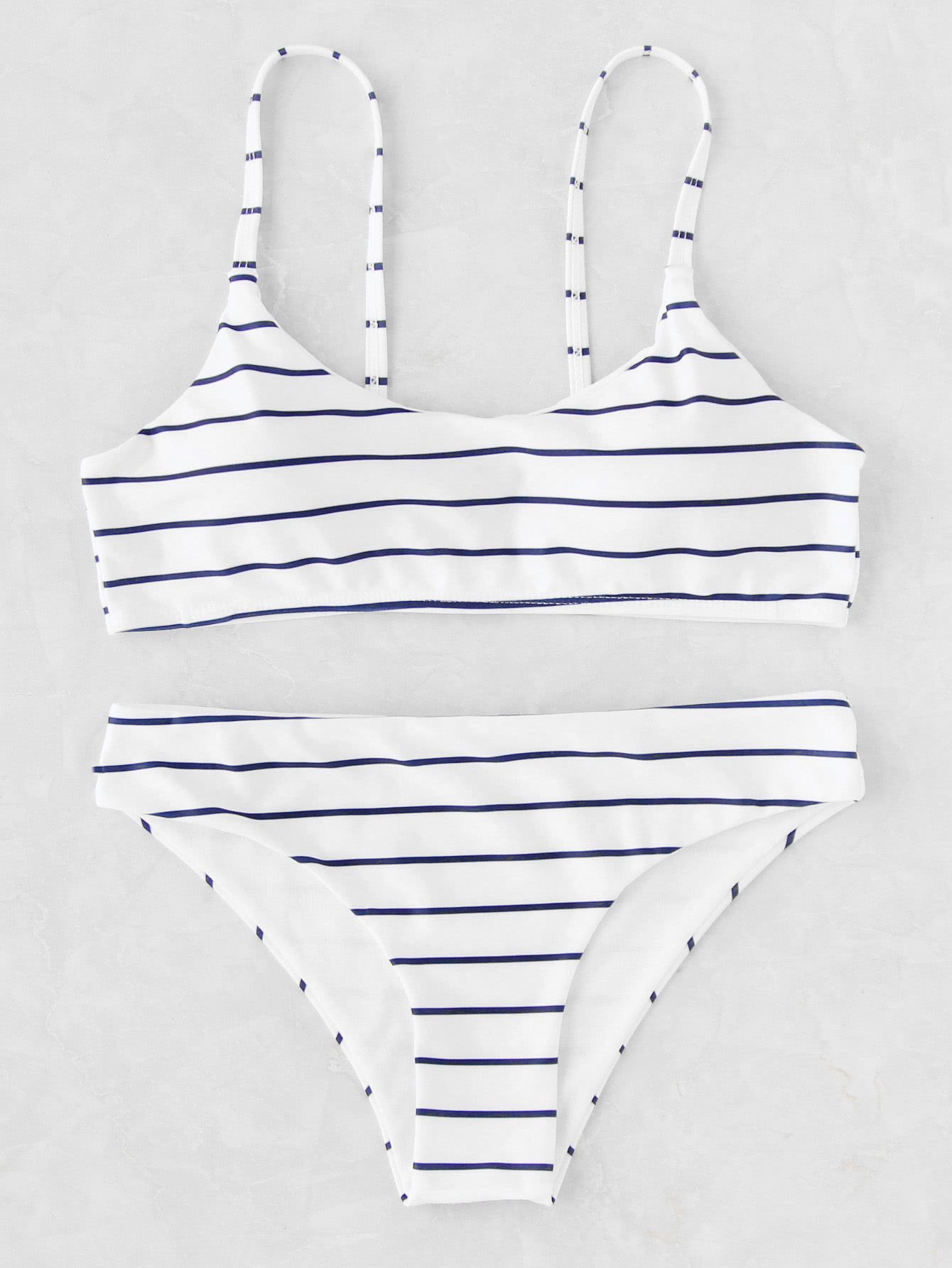 Shop Pinstriped Spaghetti Strap Bikini Set online. SheIn offers Pinstriped Spaghetti Strap Bikini Set & more to fit your