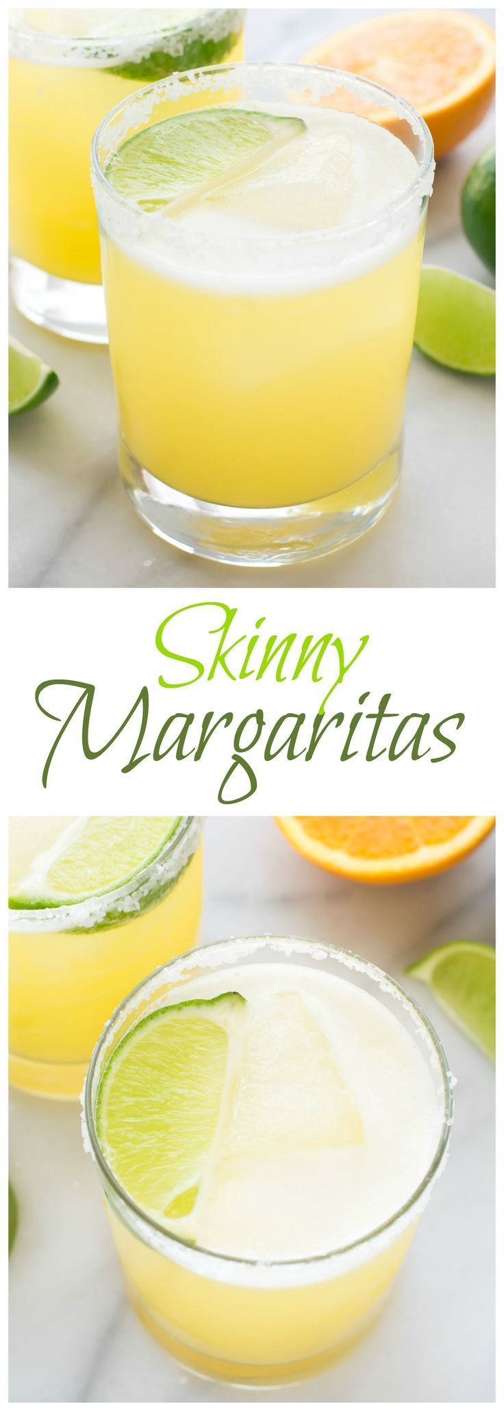 Skinny Margarita recipe — all of the refreshing margarita taste without the calories! Made simply with fresh juices, agave, and