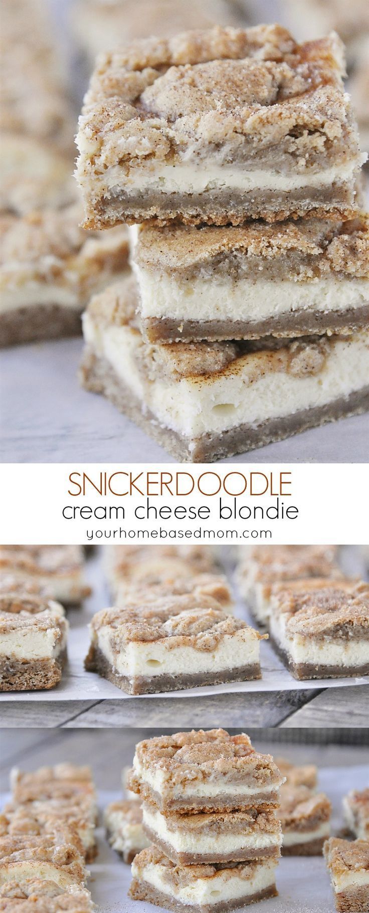 Snickerdoodle Cream Cheese Blondies Dessert Bars Recipe – the perfect answer when you can’t decide between a cookie, a brownie