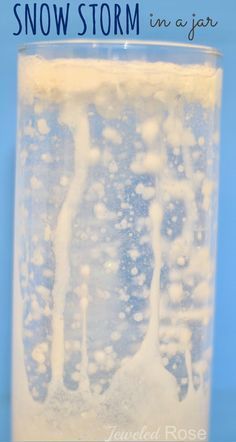 Snow activities: Make a snow storm in a jar- FUN winter science experiment for kids.