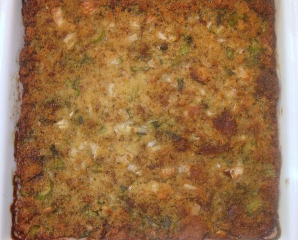 Southern Corn Bread Dressing from Food.com: Me and a dear friend of mine who is no longer with us, made this dressing for 17 years