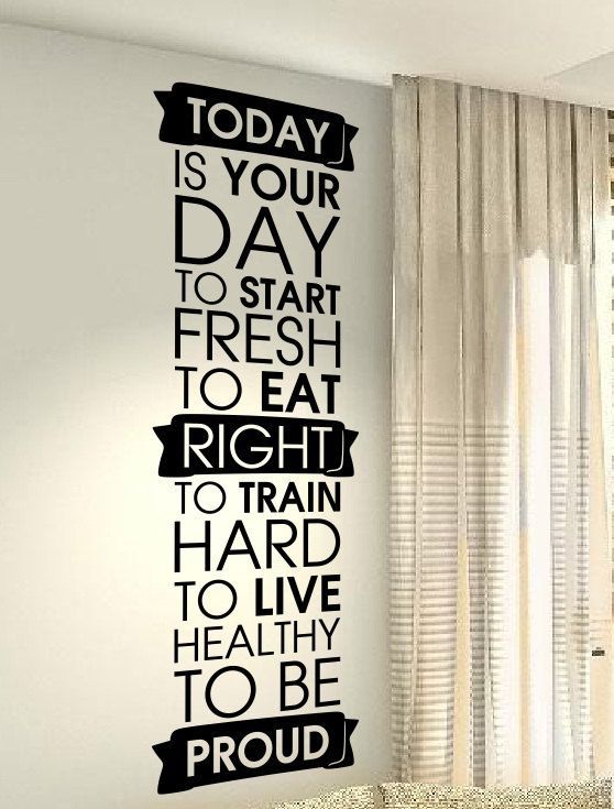 Sports Fit Gym Fitness Motivation workout Sports Hobby Quote wall vinyl decals stickers DIY Art Decor Bedroom Home Happiness