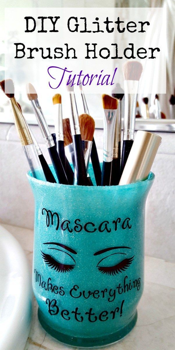 Step by Step DIY glitter brush holder!  An easy and frugal gift or cute way to add character to your bathroom!