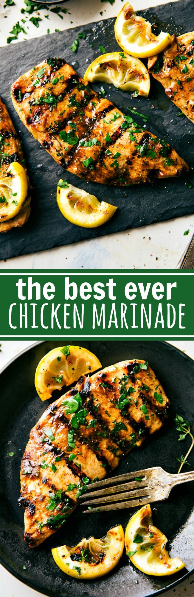 The absolute best chicken marinade recipe! Easy and delicious via chelseasmessyapron.com