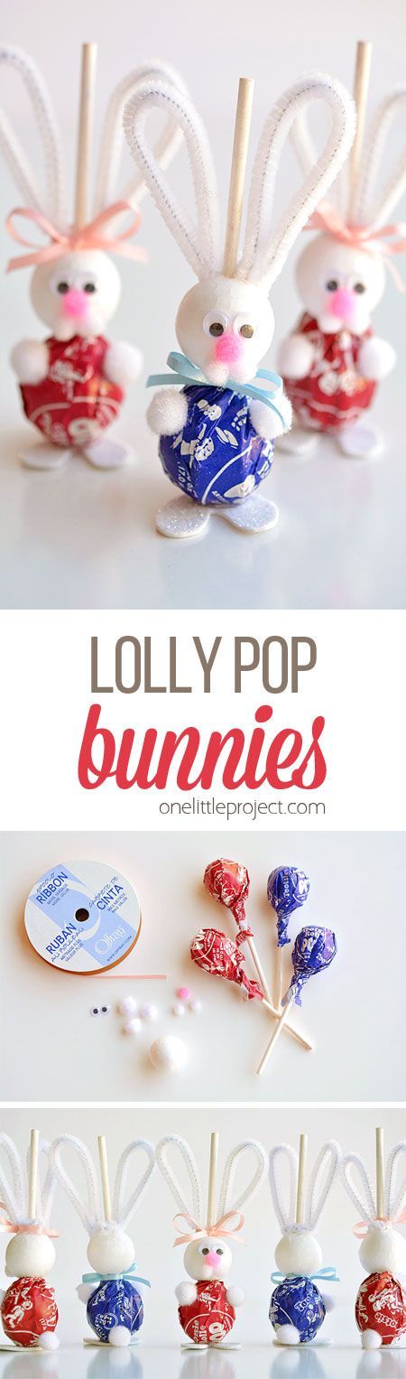 These lolly pop bunnies are SO CUTE and they’re really simple to make! They’re adorable treats for an Easter basket, or even for