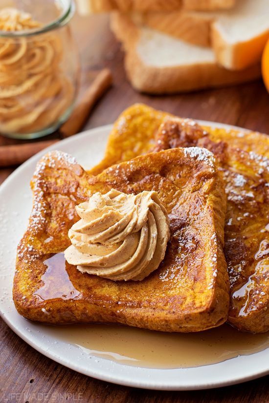 This pumpkin french toast with whipped pumpkin butter is perfect for those chilly fall mornings! It’s easy to make, requires only