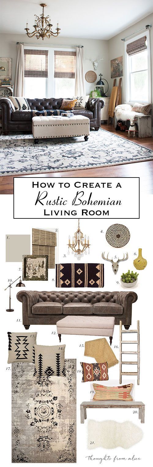 Thoughts from Alice: How to Create a Rustic Bohemian Living Room {Source List & Inspiration}