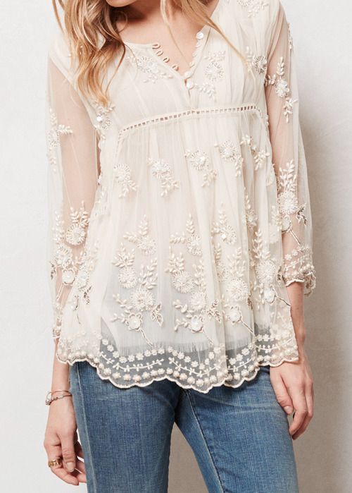 use the patricia as a base ….Elora Peasant Top by Anthropologie. I am in love with this romantic top. Gorgeous.