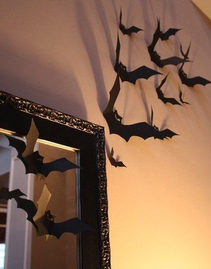 Weekend DIY Projects: Last-Minute Halloween Decor: So simple it’s scary! Using black cardstock paper, add texture to your walls