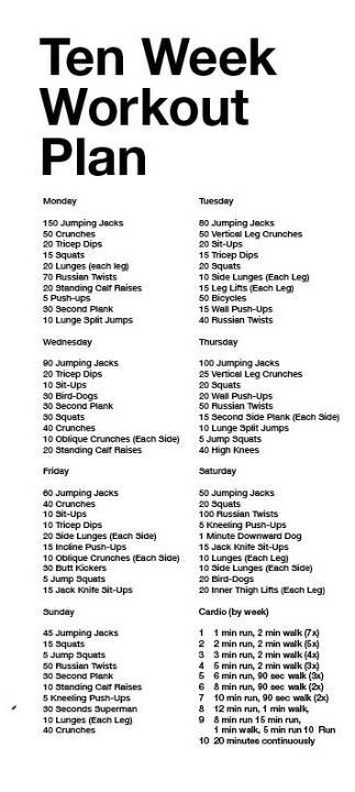 Weekly workout plan to get back in shape after baby.