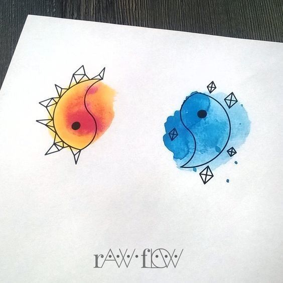 Yin to My Watercolor Yang – Super Cute Matching Tattoo Ideas For You and Your Best Friend – Photos