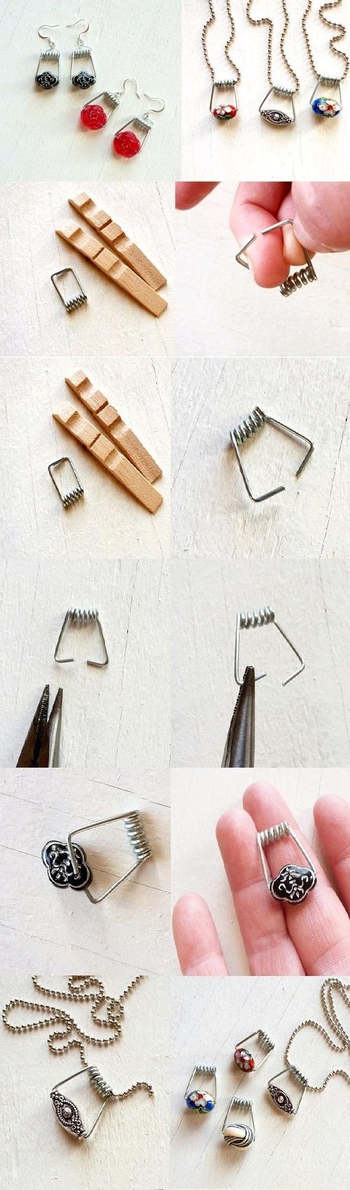 13 Easy DIY Ideas with Clothespins | Design & DIY Magazine. Love this for my old charm necklaces that are broken!