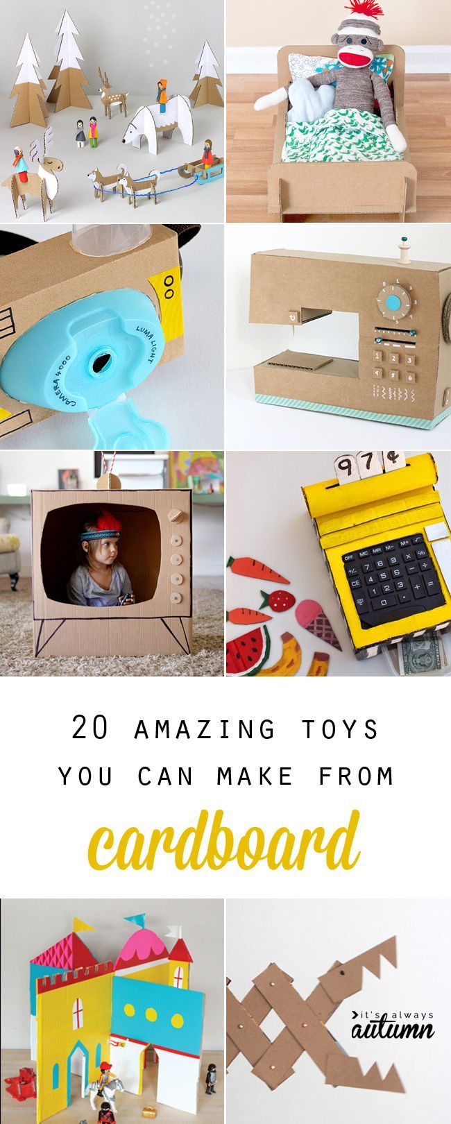 20 amazing toys you can make from cardboard – these would be great for rainy days or even for Christmas gifts!