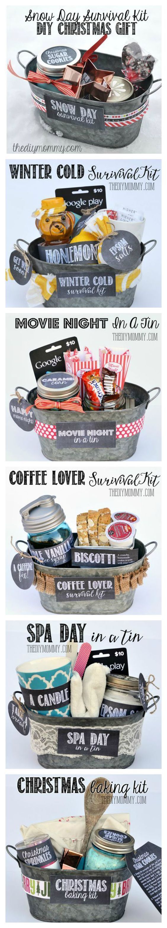 6 DIY Gifts in a Tin Ideas via The DIY Mommy – Do it Yourself Gift Baskets Ideas for All Occasions – Perfect for Christmas –