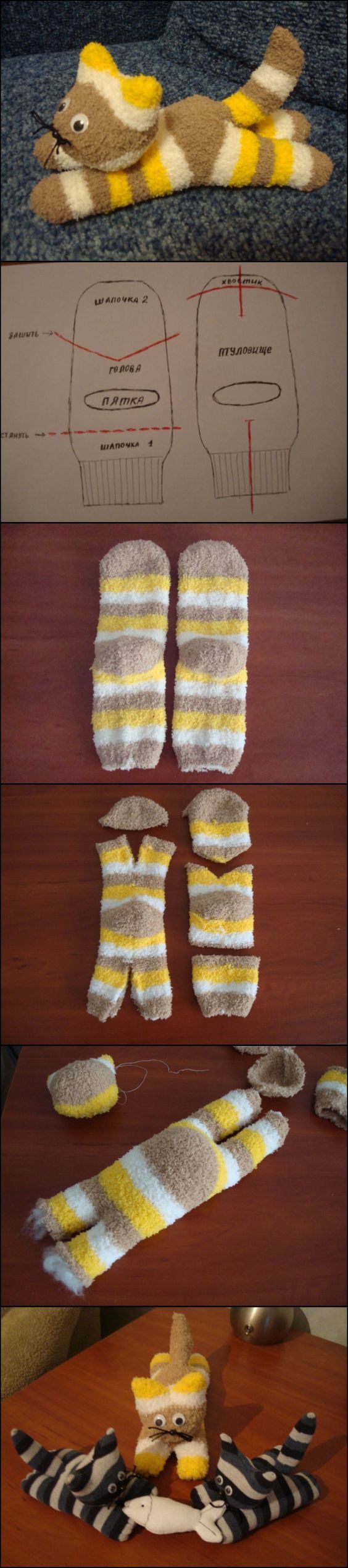 Adorable Sock Kitten Tutorial! I bet any little one would enjoy having and/or making this (depending on age, obviously)!