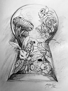 Alice in wonderland key hole tattoo idea
