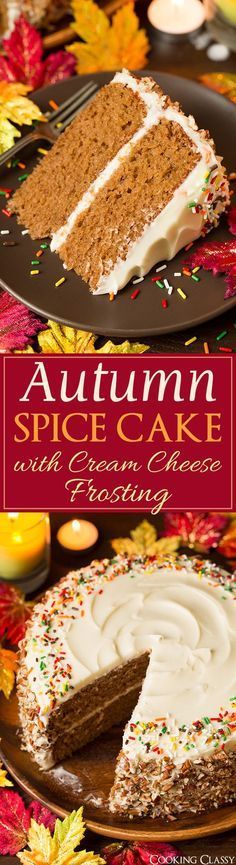 Autumn Spice Cake with Cream Cheese Frosting (Fall, Holiday baking…