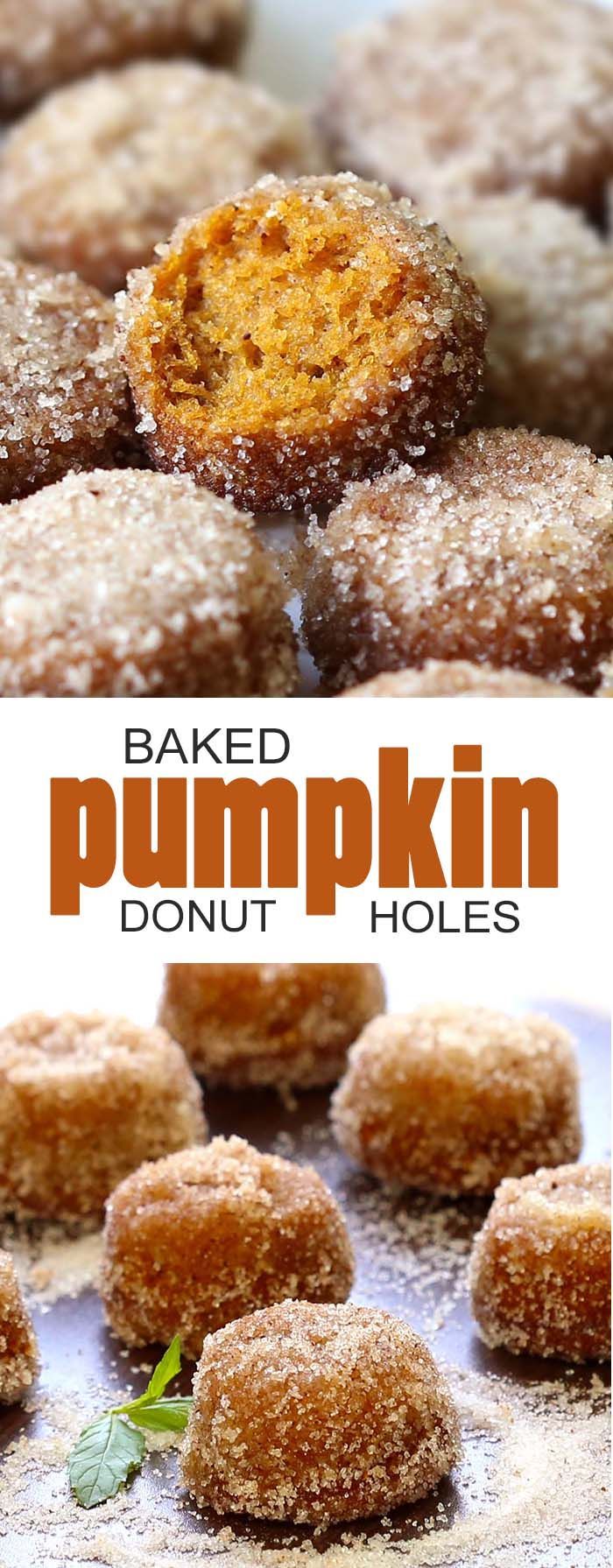 Baked Pumpkin Donut Holes  Here is a fun & easy recipe for baked, not fried ( so you can eat more.. Serves: 30 Prep time 20 mins